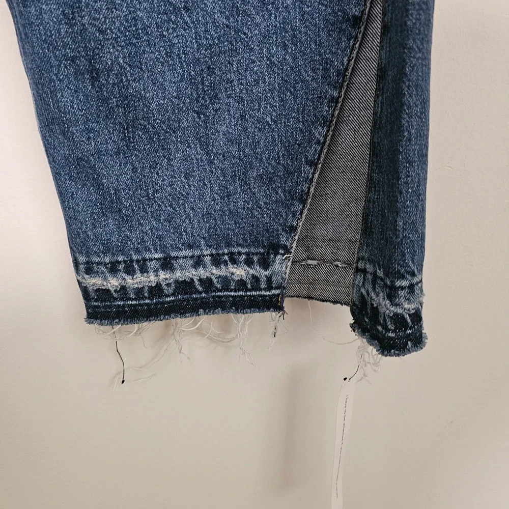 Reformation Val 90s Mid Rise Straight Jeans 31 Blue Vented Let Down Hem NWT